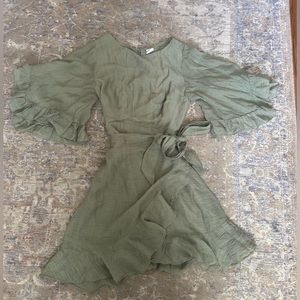 Selfie Leslie Pistachio Wrap Ruffle Dress